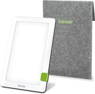 Beurer TL 30 Tageslichtlampe, Simulation von Tageslicht, bis zu 10.000 Lux, Medizinprodukt, flimmer- und UV-freie LED-Technologie, Tageslichtleuchte mit verstellbarer Halterung und Tasche