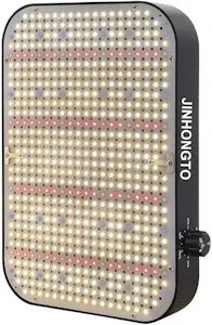 JINHONGTO Leichte Grow Lampe mit ABS-Gehäuse 65 Watt (600W Äquivalent), Vollspektrum LED Pflanzenlampe mit IR UV, Dimmbare Grow Light mit Daisy-Chain-Funktion, Pflanzenlicht für Zimmerpflanzen, Gemüse [Energieklasse E]