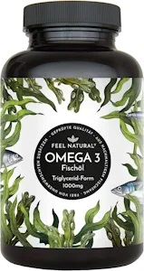 Omega 3 Kapseln - 365 Stück - 1000mg Fischöl je Kapsel mit EPA & DHA - Essentielle Omega 3 Fettsäuren im für 1 Jahr - Omega 3 Kapseln hochdosiert aus nachhaltigem Fischfang, ohne unerwünschte Zusätze