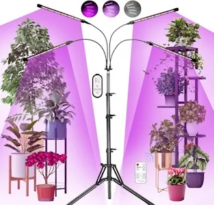 Railee Pflanzenlampe LED Vollspektrum 120 LEDs Grow Lampe Pflanzenleuchte Pflanzenlicht mit Ständer Pflanzen LED Wachstumslampe für Pflanzen mit Zeitschaltuhr 3 Farbmodi 10 Lichtstärken